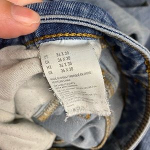 Mens jeans, worn knees. Authentically distressed!